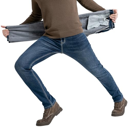 ziilay Termojeans, smal passform, termobyxor, snöbyxor, fodrade vinterbyxor, vinterjeans med fleece, 1213r mörkblå (fleece), 31W / 32L