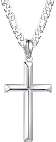 TINGN 925 silverkedja för män, silver/svart, korshänge, 18k guldpläterad, för män, barn, son, 41, 46, 51, 56, 61 cm, 51.0 Zentimeter, Sterlingsilver