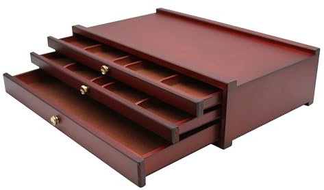 Paintersisters Padua Malkoffer Künstler Utensilienkoffer Aufbewahrungsbox aus lasiertem Buchenholz mit 3 Schubladen - Leer - 40x24x10,5 cm - Ideal für Farben, Pinsel, Stifte & Künstlerbedarf