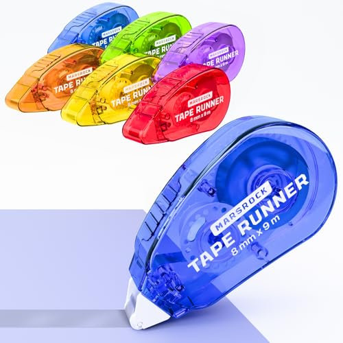 Marsrock 6 Stück klebe roller,fotokleber doppelseitig selbstklebend 8mmx9m,scrapbooking zubehör, Klebemaus Kit für fotos,journal,scrapbook,geschenke einpacken,bastel zubehör