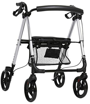 Fällbar rollator Lättviktsrullator i aluminium med hjul, justerbar sits och armar - aluminiumlegering Vit