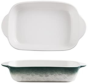 Plat de Cuisson au Four, Plats de Cuisson en Céramique, Plat à Lasagne à Pâtes Rectangulaire, Casserole Individuelle avec Poignée, Lot de 2, Couleurs Assorties,C (Color : A)