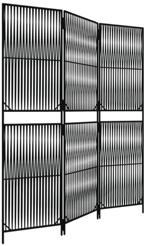 vidaXL Room Divider 3 Panels, Folding Privacy Screen, Room Partition for Office Bedroom Garden Patio Balcony, Room Divider Screen, Black Poly Rattan