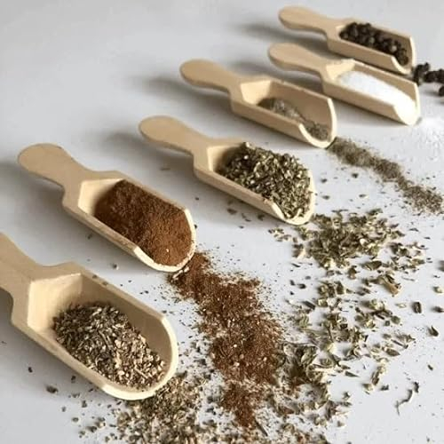 6 stück Mini Holzlöffel, kleiner Badesalz Teelöffel für Gewürzgläser, Gewürze, Honig, Kaffee