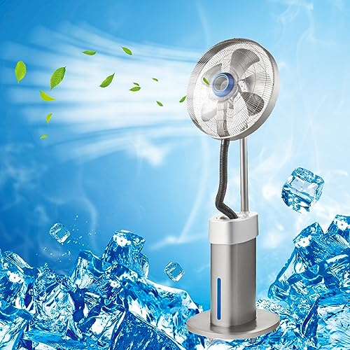 DLAZUM Ventilatore da Pavimento Grande da Terra, Ventilatore nebulizzante per Uso Industriale da 19,6 Pollici 21,6 Pollici, con Serbatoio dell'Acqua a 3 velocità/7500 ml, Ruota Facile da spostare,