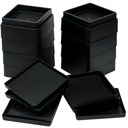 Qingchuang Bed Risers 1 2 or 3 Oversized Bed Leg RIsers 8pcs Self-Adhesive Heavy Duty Furniture Raisers 2.5*2.5 Wide Opening Furniture Risers 15000 lbs Lifts Up Riser for Bed,Sofa and Table
