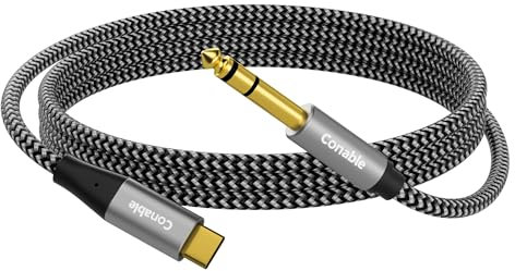 Câble audio stéréo USB C vers TRS 6,35 mm, 1,2 m, câble unidirectionnel USB Type-C vers jack auxiliaire de 6,35 mm, puce DAC, pour téléphone, amplificateur, haut-parleur, casque, sortie audio