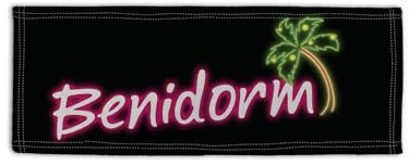 BRITISH MADE GIFTS Benidorm Neon Palm Tree Design Microfibre Bar Towel Gin Bar Pub Beer Mat