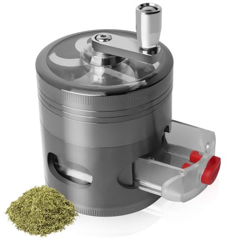 Bindokun Grinder - Molinillos de especias de manivela con cajón, molinillo de hierbas de aleación de zinc para polen, especias, Metálico con raspador de polen y tapa magnética, 63mm × 79mm