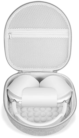 Case for Apple Airpods Max Headphones, Travel Portable Headphone Hard Case Cover Bag, Mesh Pouch with Zipper for Charger and Accessories (Gray)