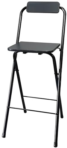 Klappbarer Barhocker Mit Rückenlehne, Tragbarer Klapphochstuhl Mit Tragfähigkeit Von 125kg/275lb, Klappbarer Thekenhochstuhl, Restaurant Und Bar(Black,65cm/26inch)