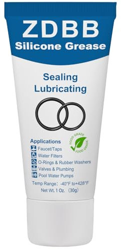 ZDBB Silikonfett für O-Ringe Gummidichtung Kunststoff klar wasserdicht Lebensmittelqualität Klempner Fett Schmiermittel für Ventil Dichtmittel Wasserhahn O-Ringe, 1 oz 1-Pack