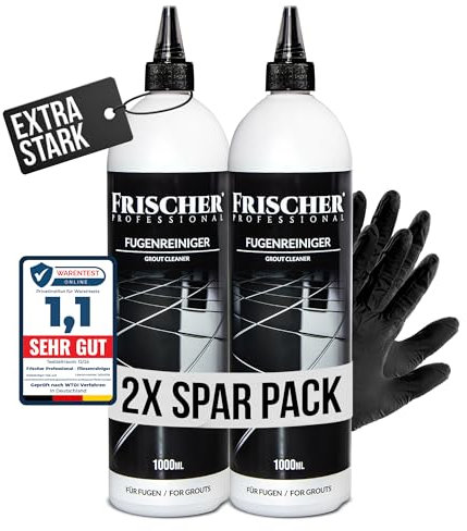 FRISCHER PROFESSIONAL 2 x 1000ml Fliesenreiniger & Fugenreiniger Konzentrat EXTRA STARK - Reiniger zum Entfernen von hartnäckigen Verschmutzungen, Kalk, Schmutz im Bad oder Flur