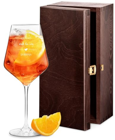 Maverton Verre Aperol Spritz Original Gravé au Laser, Idée Cadeau Femme | Cadeau Original Femme, Verre Personnalisé avec Prénom, Capacité 0.53 l ou 0.35 l, Apéro c'est la vie