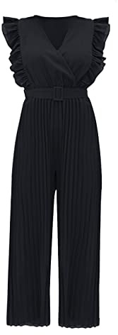 Jumpsuit Damen Elegant Festlich, Hosenanzug Overall Sommer, Lang Romper Einteiler Kostüm, Playsuit Outfit Frauen Komplett, Einfarbiges Ärmellos Hosenanzug Damen Festlich Casual Boho Jumpsuit Damen