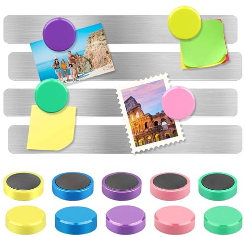 4 Stück Magnettafel Memotafel, 27.5 x 2.5 cm Magnetleiste Selbstklebend mit 10 Stück Starke Magnete, Magnettafeln, Pinnwand Board Memo Board für Büro, Küche, Dokumente und Kühlschrank (4pc 10)