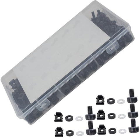Gatuida Lot de 1 D’écrous de Cage de Montage M6 Vis et Rondelles Acier au Carbone Noir pour Armoire et Rack Serveur