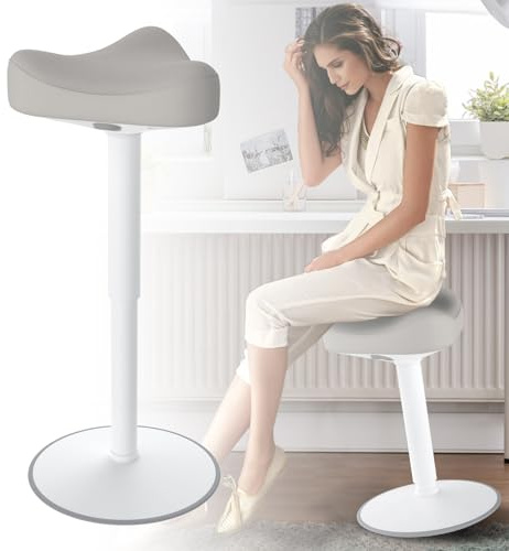 UISEBRT Hocker Ergonomischer,Sitzhocker Höhenverstellbar 47-65 cm, Stehhocker Anti-Rutsch,für Wohnzimmer,Schlafzimmer,Büro,Grau