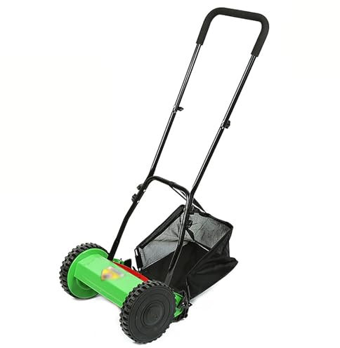 LBMED 12in/14in/15in/16in Manual Lawn Reel Mower, Push Reel Lawn Mower with Detachable Grass Catcher, Adjustable Cutting Height and No Electricity, Neat Cutting, for Picking Up Leaves, Grass