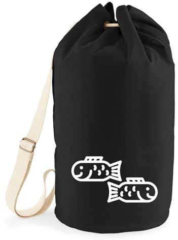 Huuraa Seesack Fische Sternzeichen Symbol 20 Liter Black Baumwolle Rucksack Geschenkidee
