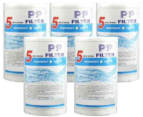 Filtre à eau à sédiments en PP toute la maison, 5 x 2,5, cartouche remplacement filtre à eau 5 pouces, filtre à eau remplacement pour évier, paquet 5(5 micron)