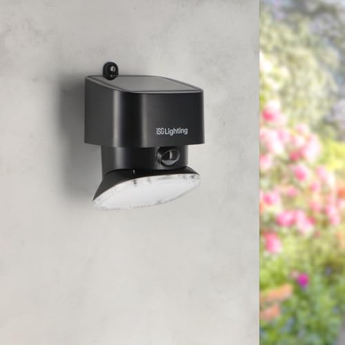 M Ledme - Applique LED solaire Black Flat 1W extérieur avec détecteur de mouvement et capteur crépusculaire, IP44, autonomie 6-8 h, éclairage solaire pour jardin, terrasse, entrée ou façade