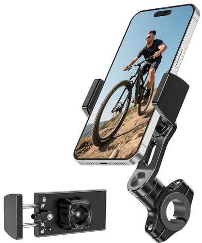 A2C Aluminium Mobilhållare Cykel Motorcykel, Stötsäker & Stabil, 360° Roterbar Universell Styrefäste för MTB/Scooter, Passar 5,8–6,9 Smartphones som iPhone 12–17 och Samsung