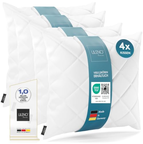 LILENO HOME 4er Set Kissenfüllung 45 x 45 cm - 95°C waschbares Innenkissen | geeignet für Allergiker - Polyester Kisseninlet als Couchkissen, Sofa Kissen, Cocktailkissen und Kopfkissen