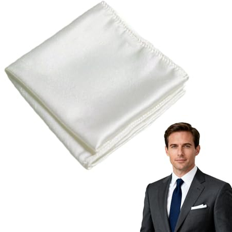 Einstecktuch Weiß 23x23cm,Einstecktücher Herren,Einstecktuch Weiß Halter Vorgefaltet,Stofftaschentücher Herren Pochette Stecktuch,Anzug Handkerchief,Weich Taschentücher herren in Einfarbig Uni