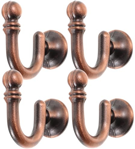 Toyvian 4 Piezas Ganchos Metálicos para Cortinas con Extremo Bola Soporte Resistente Vintage para Sujetar y Amarrar Cortinas Dormitorio y Ventana de Rojo Antiguo