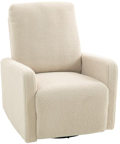 HOMCOM Relaxsessel, Fernsehsessel mit Liegefunktion, Wippfunktion Beige | Drehbar TV-Sessel mit Fußteil, Breite Sitz, Fleece-Optik, Doppelter Polsterung, Ruhesessel, für Wohnzimmer, Schlafzimmer