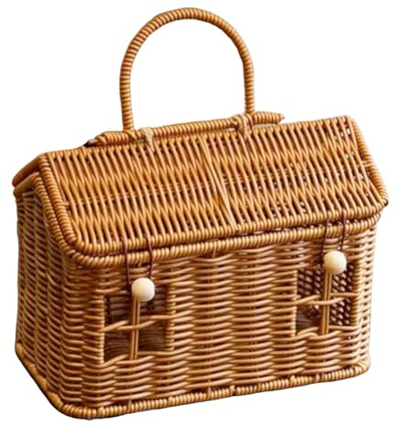 Rattan Aufbewahrungskorb | Kreativer Organizer Rustikale Deko,Rattan Körbe Mit Deckel Zum Organisieren,Für Schrank Speisekammer Wäsche Kinderzimmer Spielzeug Toilettenartikel Snack Camping Picknick