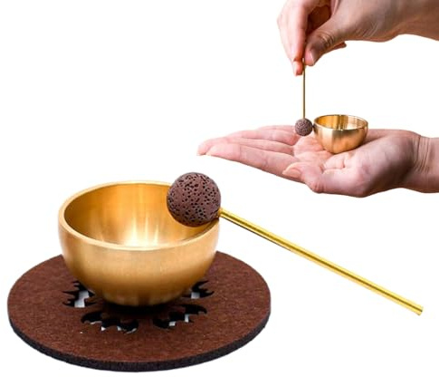 Tibetisches Klangschalen-Set – tragbare Klanginstrumente für Meditation, Yoga und Entspannung | Klangschalen für Volle, Selbstregulierung, Stressabbau und Menta