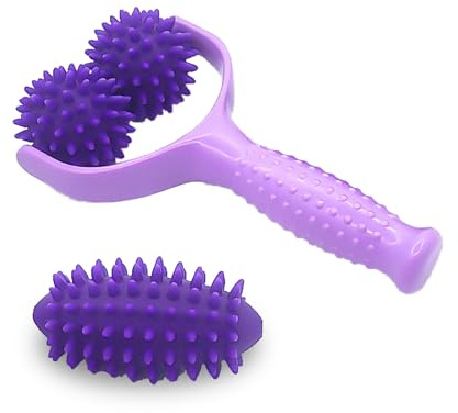 Rouleau De Massage Massage Pieds Doté D'une Poignée, Il Est Remplaçable Et Livré Avec Trois Boules À Picots. Convient Pour Une Utilisation Sur Les Jambes, Les Pieds, Les Épaules, Le Dos, Les Bras Et L
