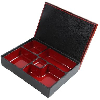 LeeQinersw Japanische Bento Box, 5 Fächer, Und Schwarz, mit Deckel, Traditionelle Bento Box