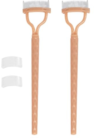 Peine de máscara, peine de pestañas de metal - 2 paquetes de dientes de metal cepillo formador de cepillo con cubierta,Cepillo de cejas, herramienta de preparación, aplicador de maquillaje de cejas, d