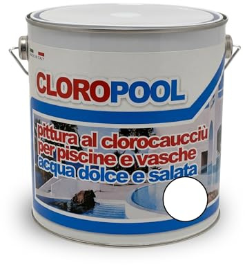 laiv Pittura al Clorocaucciù per Piscine e Vasche – Smalto Professionale Alta Resistenza al Cloro, Salsedine e Raggi UV – Impermeabile per Cemento e Calcestruzzo, Resa 5-6mq/l (Bianco, 2,5 Litri)