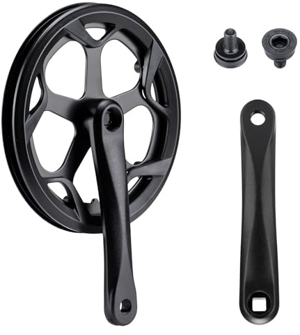 COCOLUMEN Pédalier 46-52T 152-175mm Alu - Double Garde-chaîne pour vélo électrique Mono-Vitesse & 6/7/8 Vitesses, Ville, Pliant, Fat Bike, VTT
