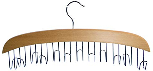 Hagspiel, 1 St. Krawattenhalter aus Buchenholz, Natur lackiert, aufklappbar für 24 Krawatten (Gürtelhalter Holz)