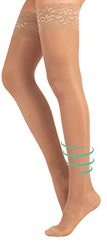 CALZITALY Women's Medical Support Hold Up | 10-14 Mm/Hg Graduated Compression Stocking | S, M, L , Xl | Black, Skin | Made in Italy (SKIN, L)