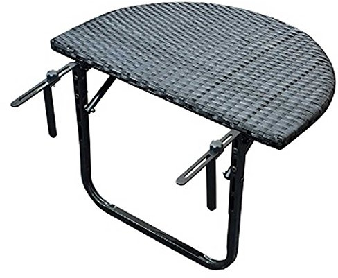 Gartenmoebel Balkonhängetisch 60x40cm, Metall + Polyrattan schwarz Balkon Tisch Hängetisch