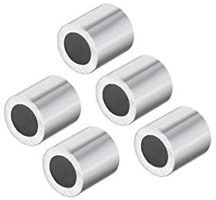 sourcing map M5 Manchon aluminium 5mm à sertir Câble Acier Bouton Stop 5 Pcs Clips