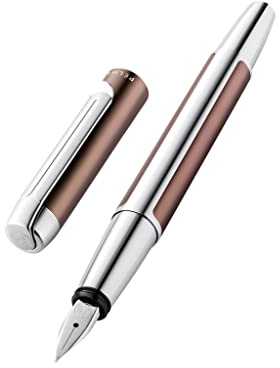 Pelikan 817219 Füller Pura, Mokka, F-Feder, 1 Stück inklusive Großraumpatrone Edelstein Ink® Sapphire
