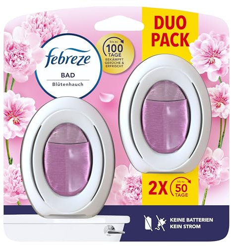Febreze Bad Lufterfrischer Lenor Blütenhauch Duo, Duftstecker zur kontinuierlichen Geruchsbekämpfung und -verhinderung