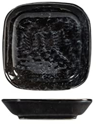H&H Uranus Set 6 Piattini in Porcellana, 8cm, Quadrati, Design Moderno, Elegante, per servire le pietanze, Nero