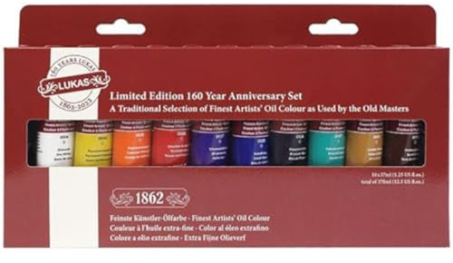 Lukas 1862 Professionelle Künstler-Ölfarbe – hochpigmentierte Kunst-Ölfarbe für Leinwand, Künstler, Ölgemälde und mehr. – [10 Farben – 37 ml]