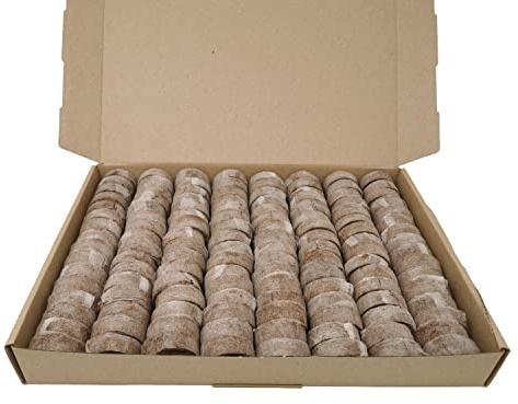 Kokos-Quelltabletten Ø45mm made by Jiffy Quell-Töpfe Aussaaterde Anzuchterde Kokostablette mit Anleitung (Ø45mm, 128 Stück)