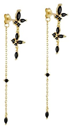 Boucles d'Oreilles Femme 925, Boucle d'Oreille Pendante Papillon Zircon Cubique avec Pompon Boucles d'Oreilles Unisexe