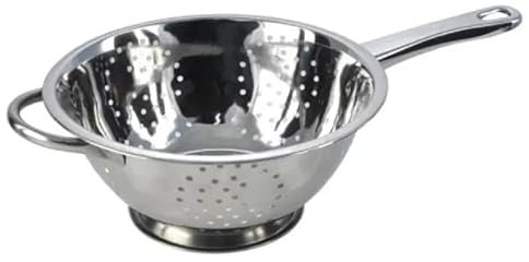 Nobel Stainless Steel Colander,Round Base, Strainer for Vegetables, Fruits, Pasta, Rice (24 cm Dia, Long Handle)