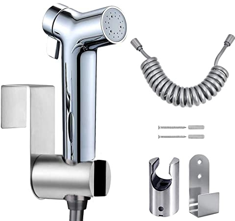 Bidet Handbrause, Badezimmer, mit 3m großer Wasserauslass Federschlauch, Wandhalterungs-Set, Closestool, Hockpfanne, Wasserblume, Bodenreinigungstuch, Windel für Badezimmer-Hygiene